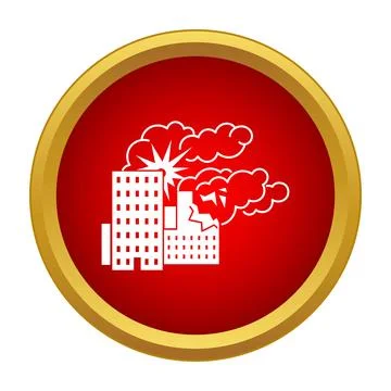 Building exploding in city during war icon Stockillustratie