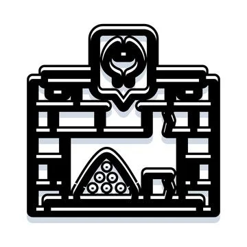 Building exterior with billiard table inside icon Stock Illustration