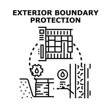 Building exterior boundary protection system illustration Ilustración de archivo