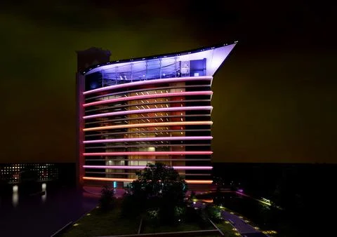 BUILDING EXTERIOR VIEW, 3D RENDER Stock Illustration
