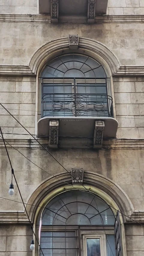 Building facade with arched windows Stock Footage 314500603