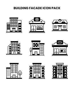Building Facade DuoTone Bundle Icons Pack Ilustración de archivo
