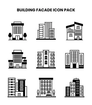 Building Facade DuoTone Icons Pack Ilustración de archivo