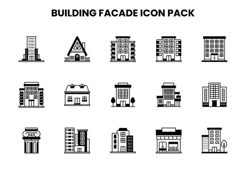 Building Facade DuoTone Icons Pack Ilustración de archivo