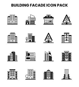 Building Facade DuoTone Vector Icons Pack Ilustración de archivo