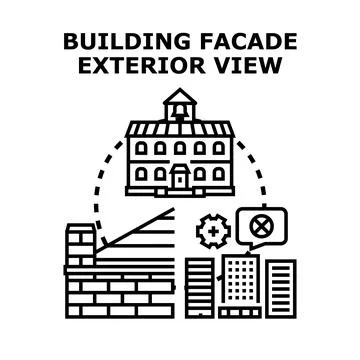 Building facade exterior view concept illustration Ilustración de archivo