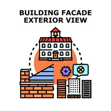 Building facade exterior view concept illustration Ilustración de archivo