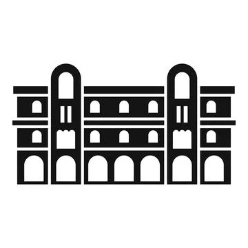 Building facade featuring arched windows and doors in black and white Ilustración de archivo