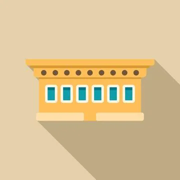 Building facade flat design long shadow vector Ilustración de archivo
