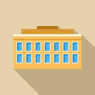 Building facade flat design long shadow illustration Ilustración de archivo