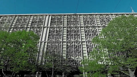 Building facade in geometric patterns Stock Footage 128344349