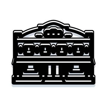 Building facade icon representing entertainment and performance venue Stock Illustration