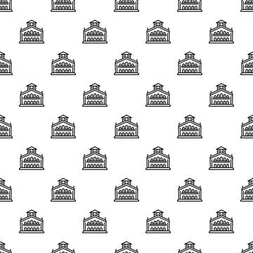 Building facade illustration seamless pattern repeating background Stock Illustration