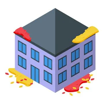 Building facade is leaking during autumn season Stock Illustration