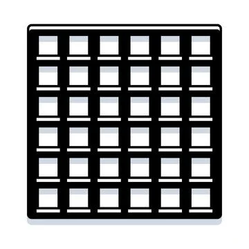 Building facade with many windows and balconies illustration Ilustración de archivo