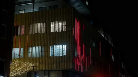 Building Facade With Moving Red Lights | Stock Video | Pond5