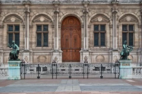 Building facade with sculptures. Stock Photos