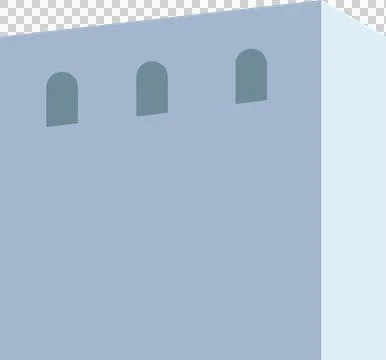 Building facade is showing flat vector design with three arch windows on Ilustración de archivo