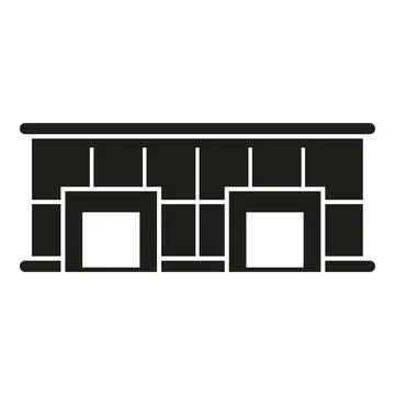 Building facade showing multiple garage doors silhouette icon Ilustración de archivo
