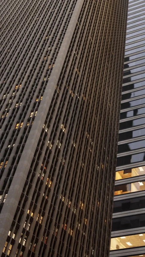 Building facade shows modern architecture and city reflections on glass Stock Footage 342183704