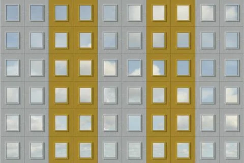 Building facade with windows - 3D illustration. Ilustración de archivo