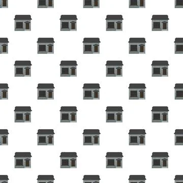 Building facades repeating pattern on white background 스톡 일러스트