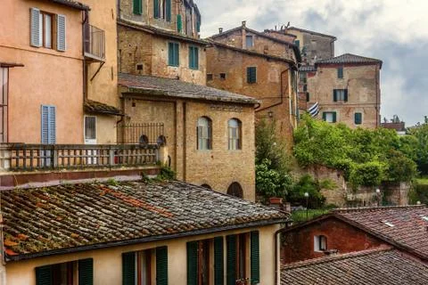 Building facades in Sienna. Stock-Fotos