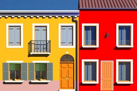 Building facades in Venice Stock Illustration