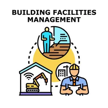 Building facilities management planning and smart construction concept Ilustración de archivo