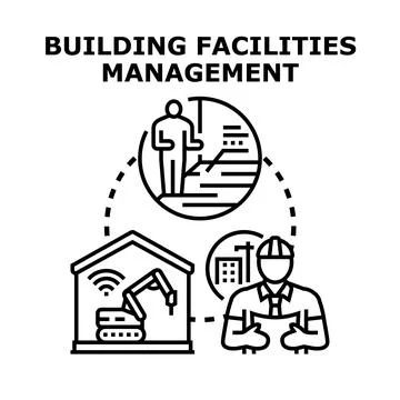Building facilities management planning and smart construction concept Stock Illustration