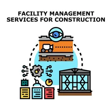 Building facility management services for construction processes Ilustración de archivo