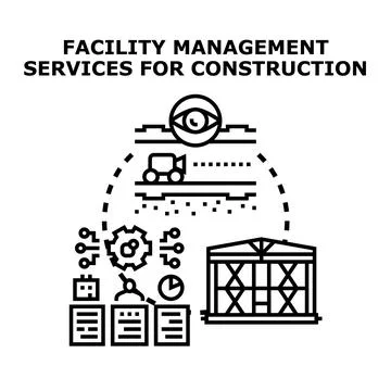 Building facility management services for construction processes Stock Illustration