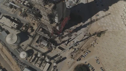 Building factory with cranes and heavy equipment. Heavy industrial Stock Footage 97462753