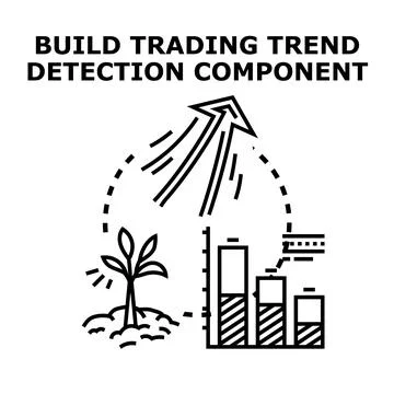 Building financial trend detection system and market analysis component Stock Illustration