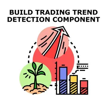 Building financial trend detection system and market analysis component Stock Illustration