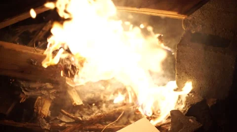 Building a Fire Close Up Stockbeeldmateriaal 48548384