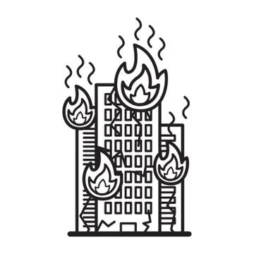 Building fire concept Ilustración de archivo