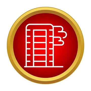 Building fire emergency warning icon on red button Stock Illustration