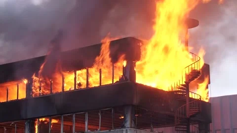 Building on fire Stock Footage