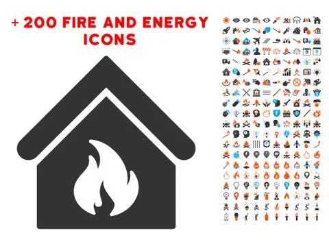 Building Fire Icon with Bonus Fire Collection Ilustración de archivo
