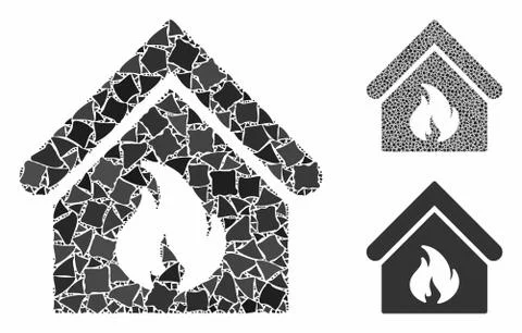Building fire Mosaic Icon of Humpy Pieces Ilustración de archivo