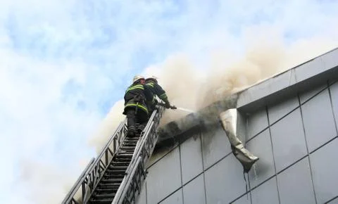 Building on fire Stock Photos