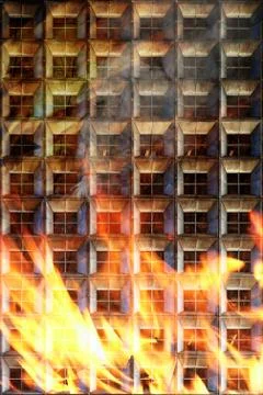 Building in fire Foto stock