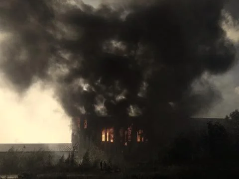 Building on fire Stock Photos