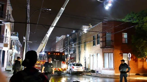 Building fire scene Stockbeeldmateriaal 116710642