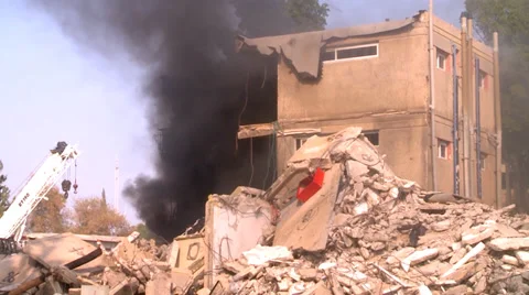 Building fire smoke Stock Footage 34816719