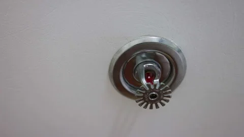 Building fire sprinkler system on a ceiling Stock Footage 338338739