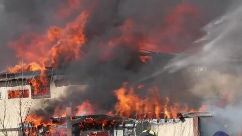 Building Fire Wall Collapse Video stock 85372121