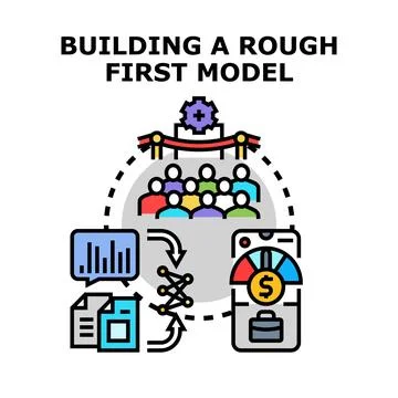 Building first business model startup financial growth concept Illustrazione stock