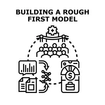 Building first business model startup financial growth concept Ilustración de archivo